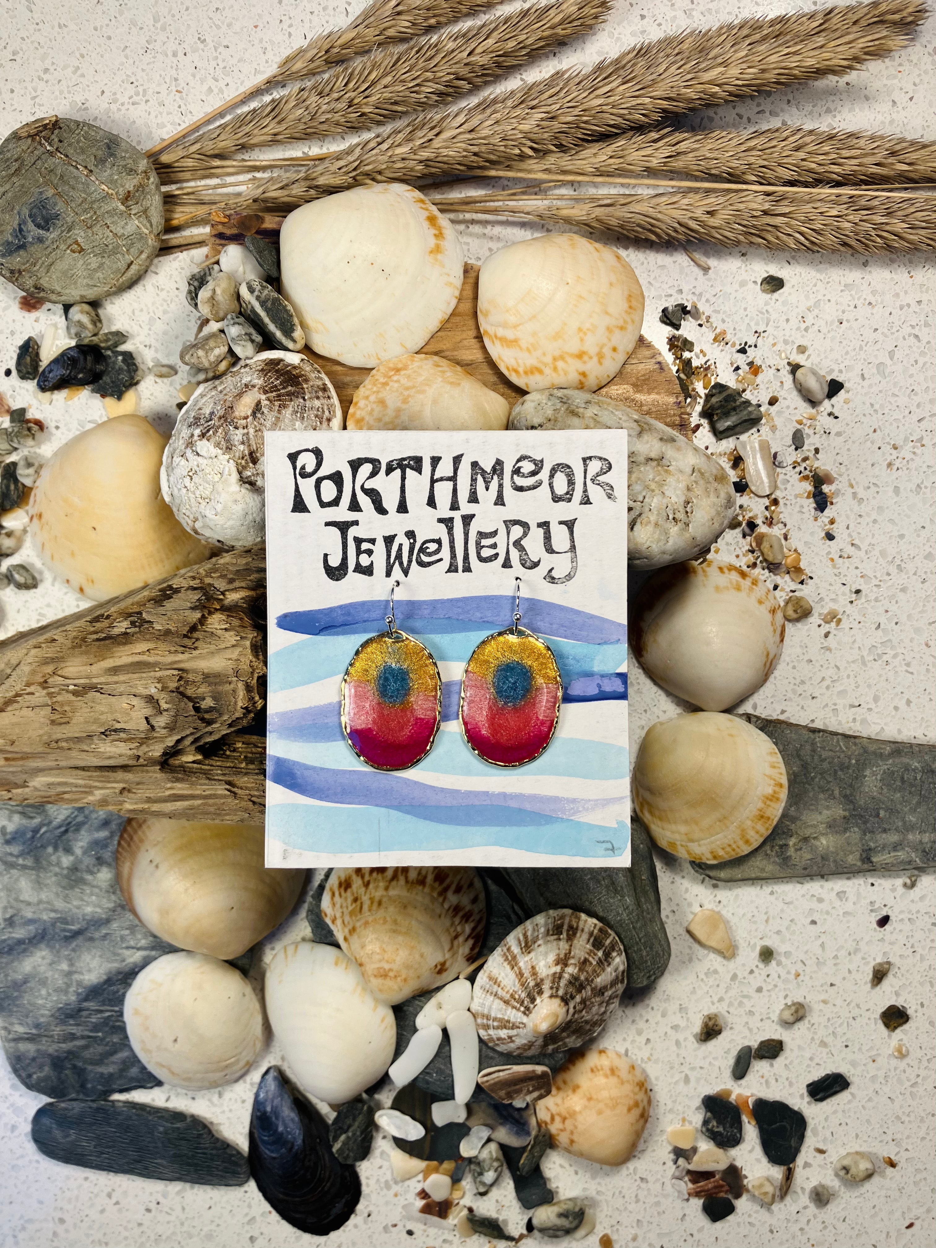 Seasons End Sunsets. Handcrafted Cornish Earrings.