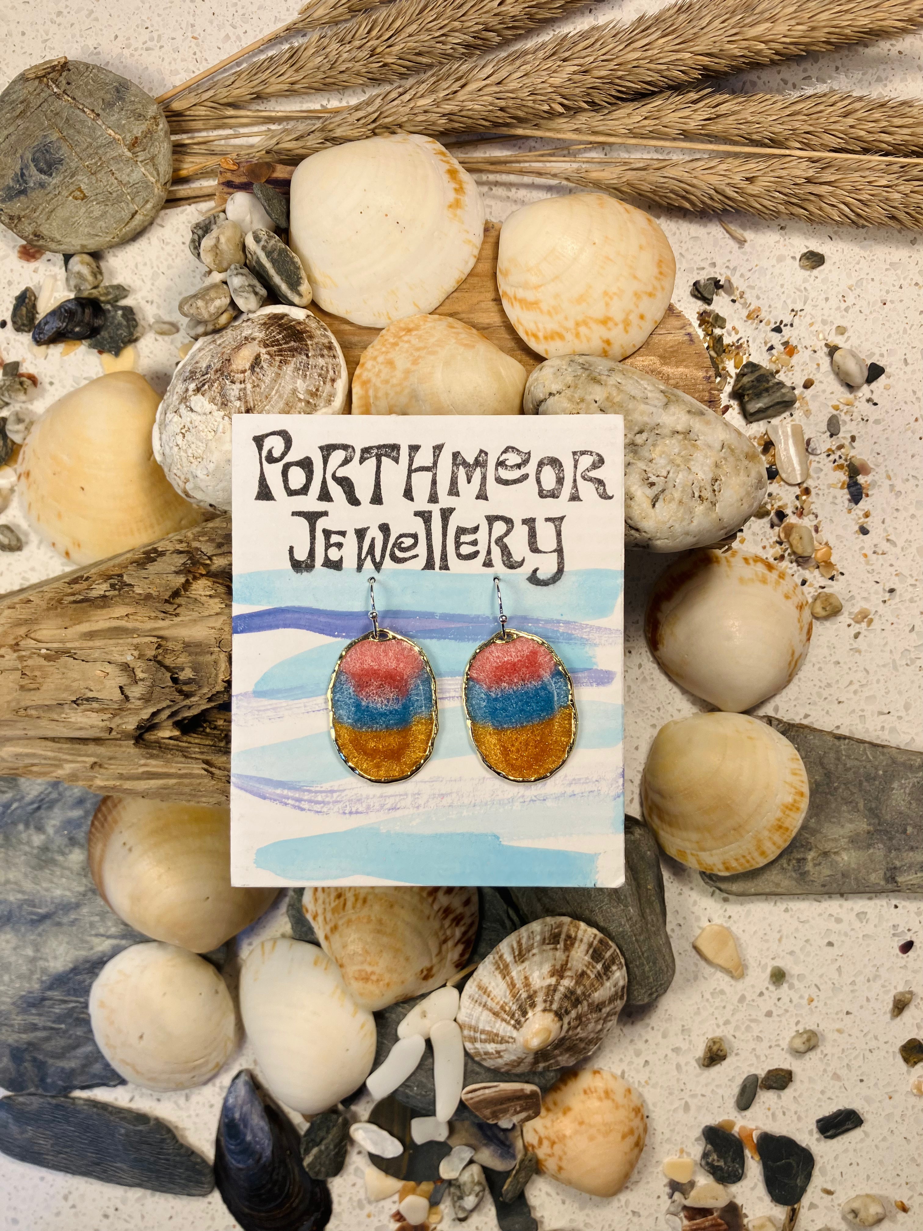 Seasons End Sunsets. Hand crafted Cornish Earrings.