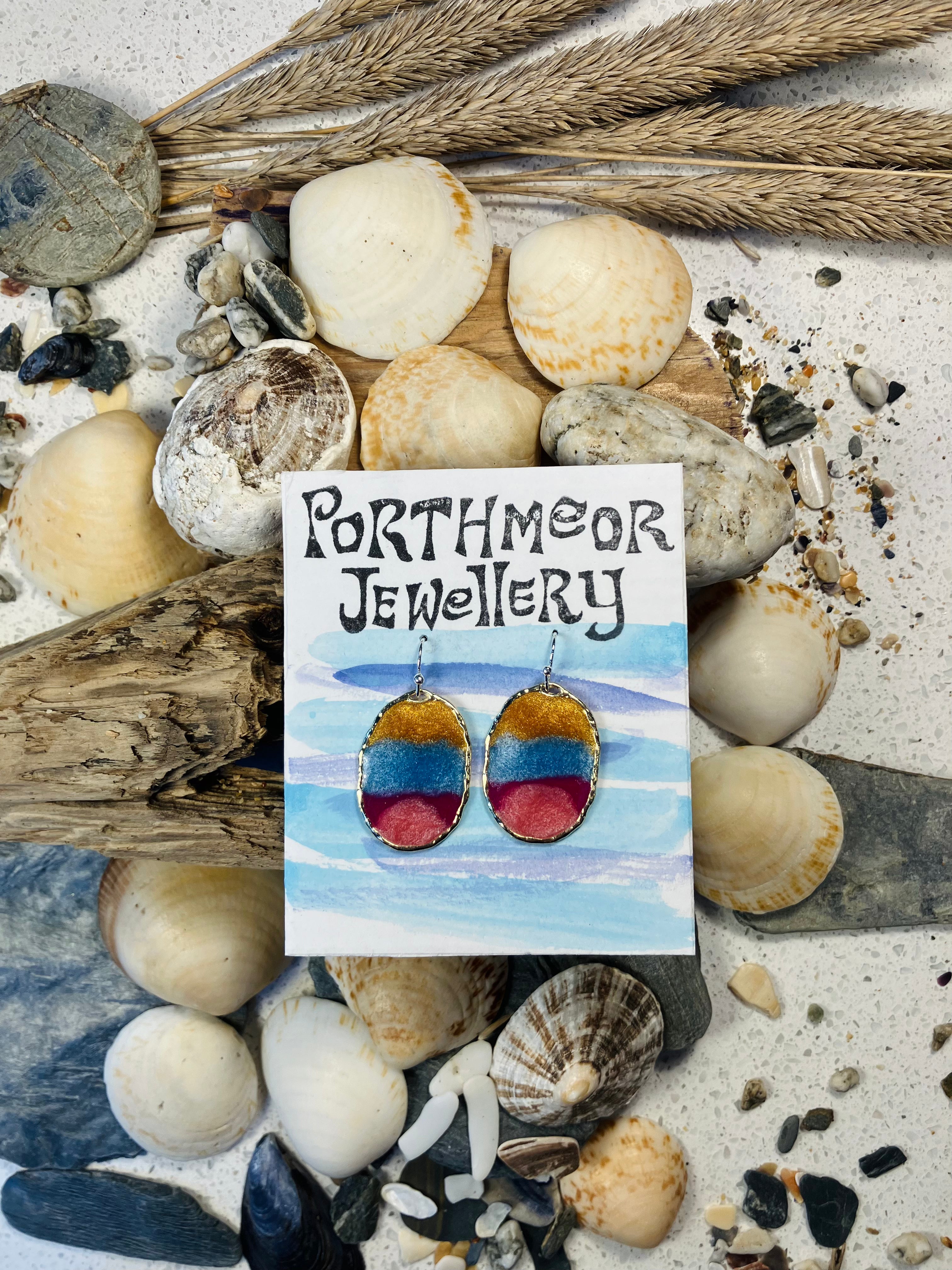 Seasons End Sunsets. Hand Crafted Cornish Earrings.