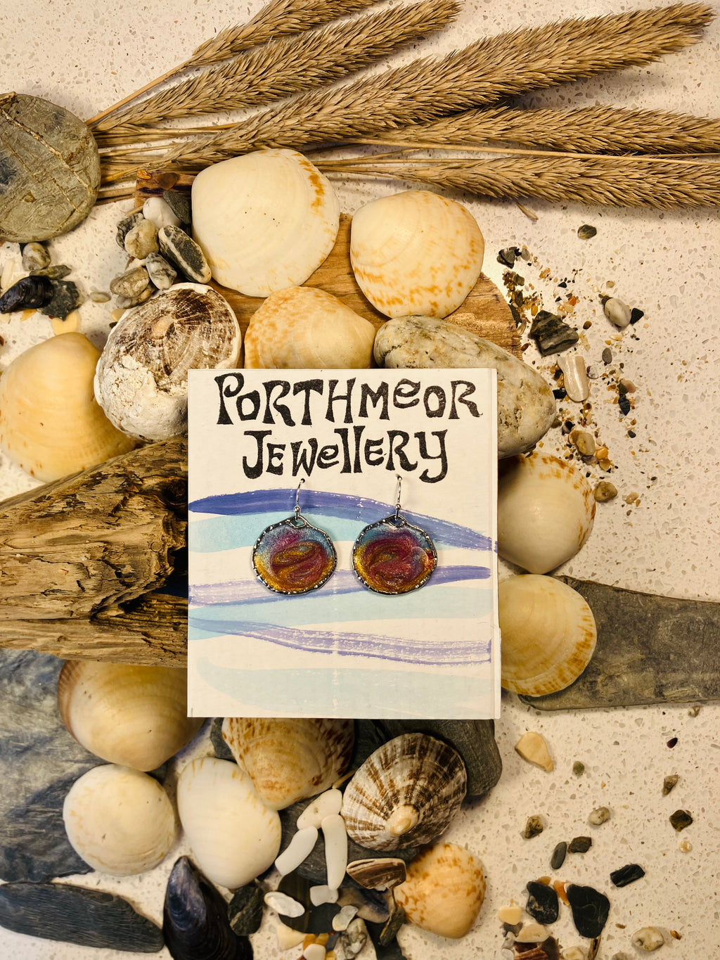 Seasons End Sunsets. Handcrafted Cornish Earrings.