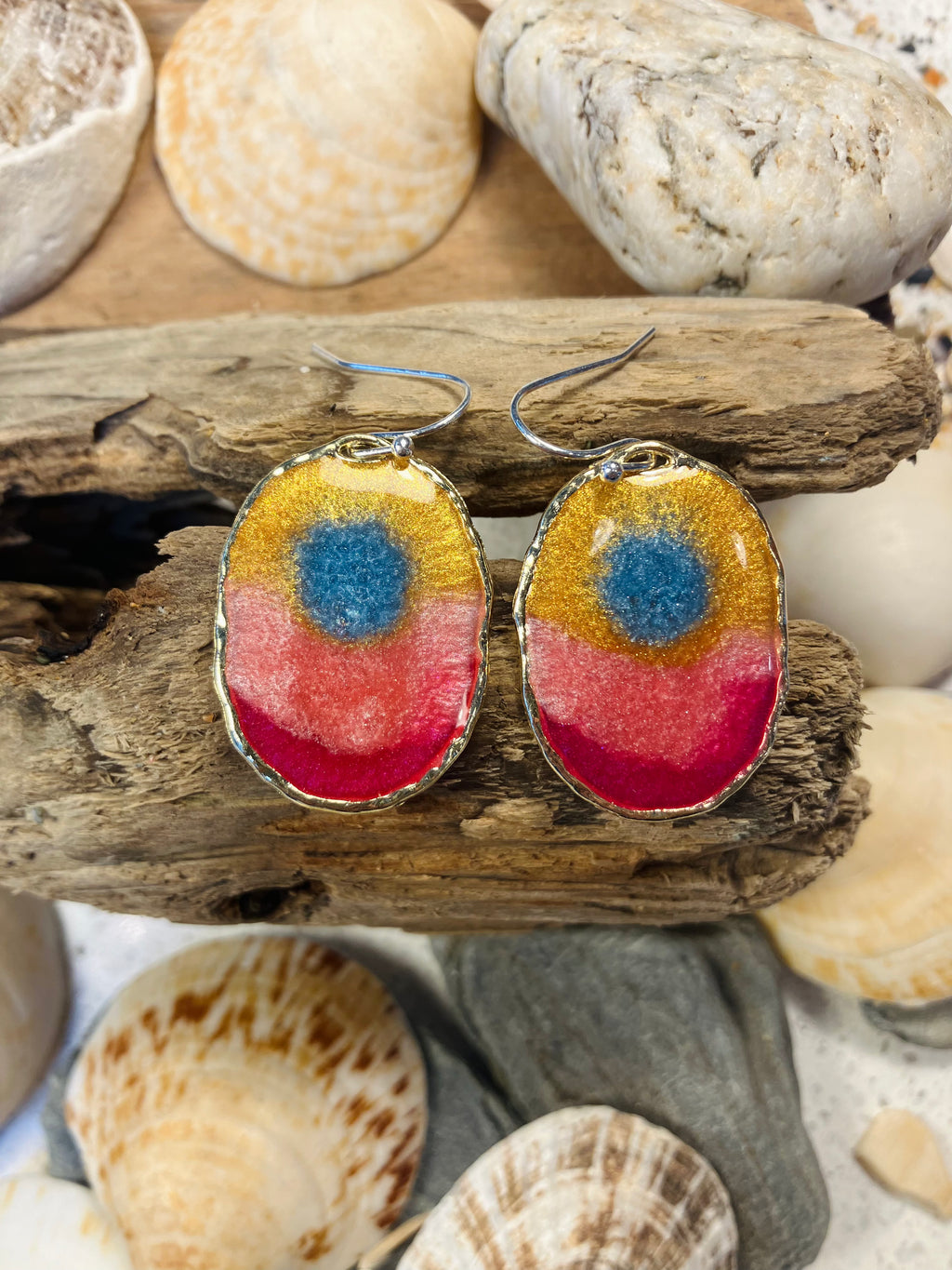 Seasons End Sunsets. Hand Crafted Cornish Earrings.