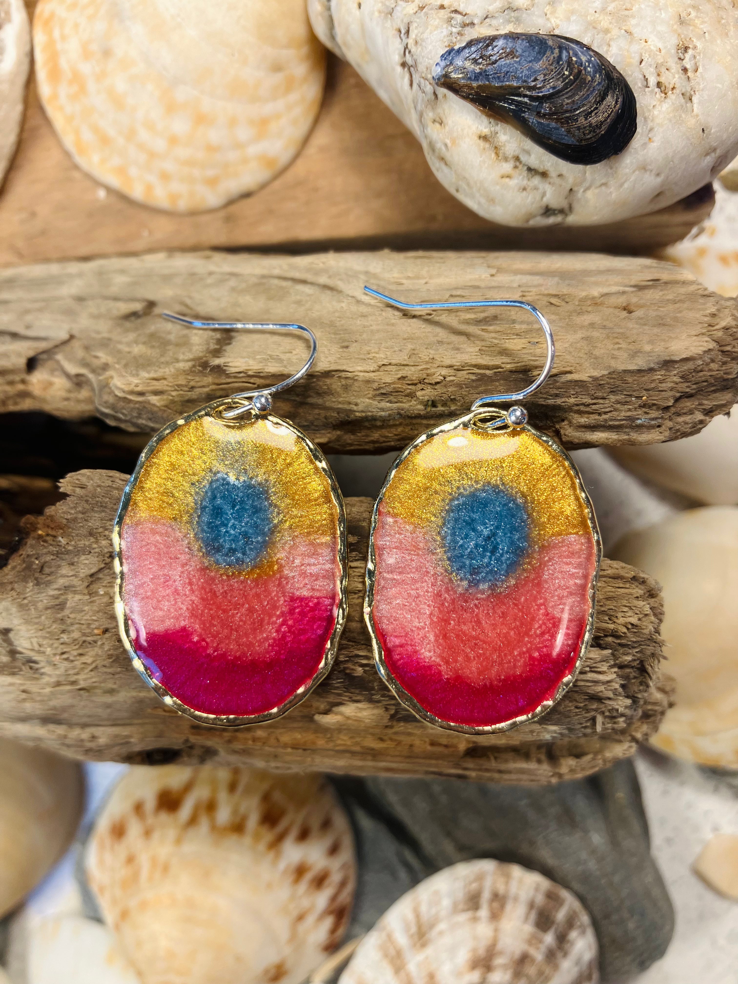 Seasons End Sunsets. Handcrafted Cornish Earrings.
