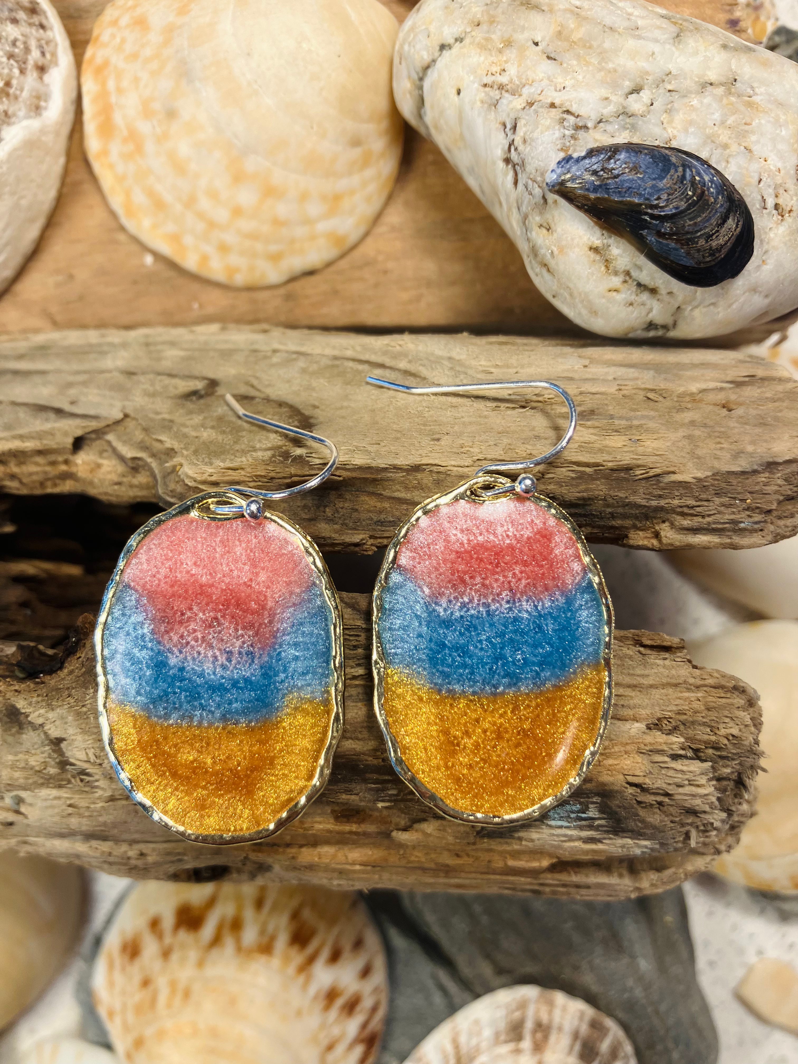 Seasons End Sunsets. Hand crafted Cornish Earrings.