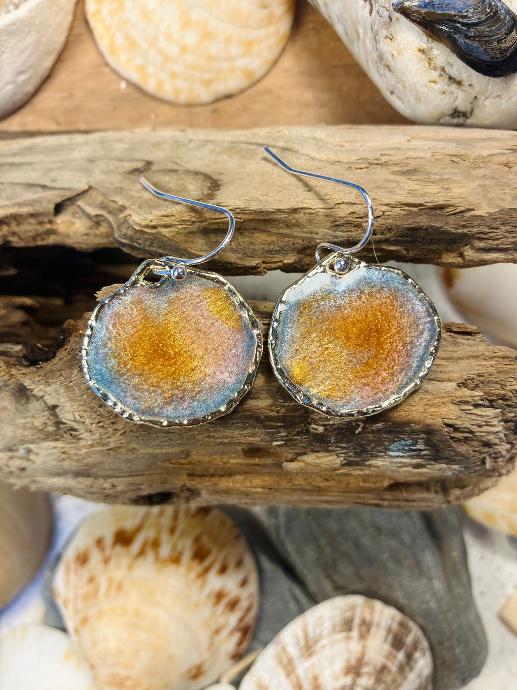 Seasons End Sunsets. Handcrafted Cornish Earrings.