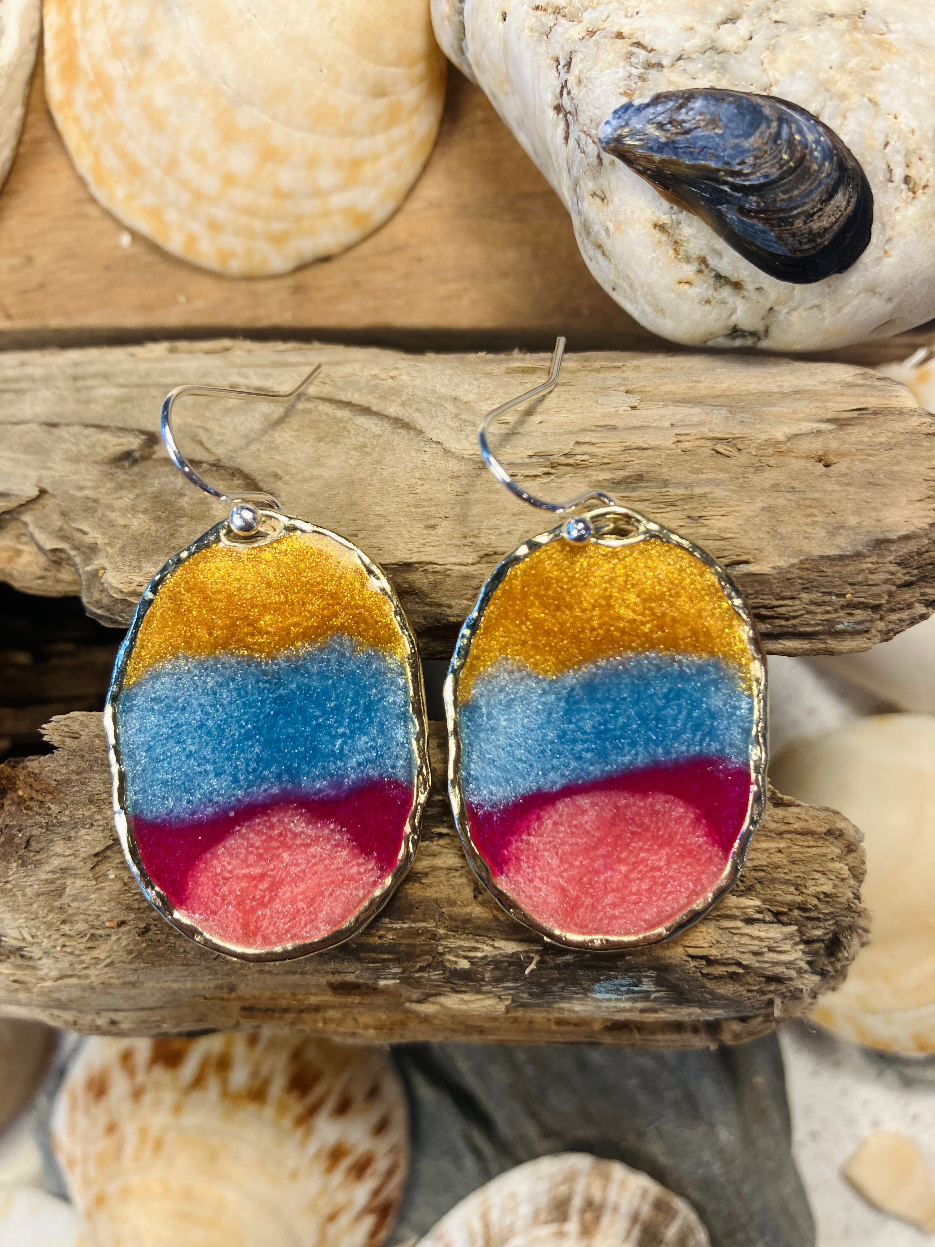 Seasons End Sunsets. Hand Crafted Cornish Earrings.