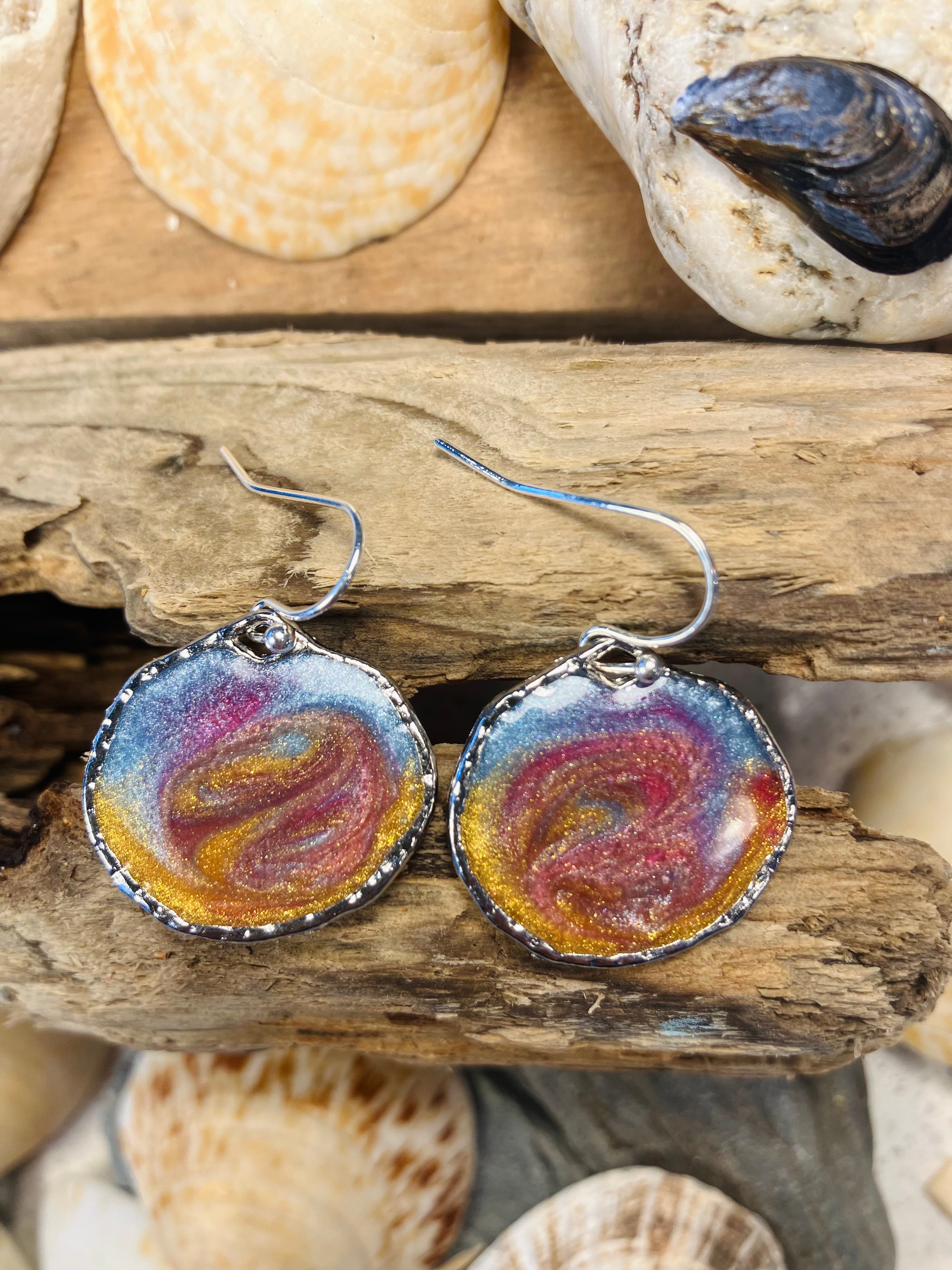 Seasons End Sunsets. Handcrafted Cornish Earrings.