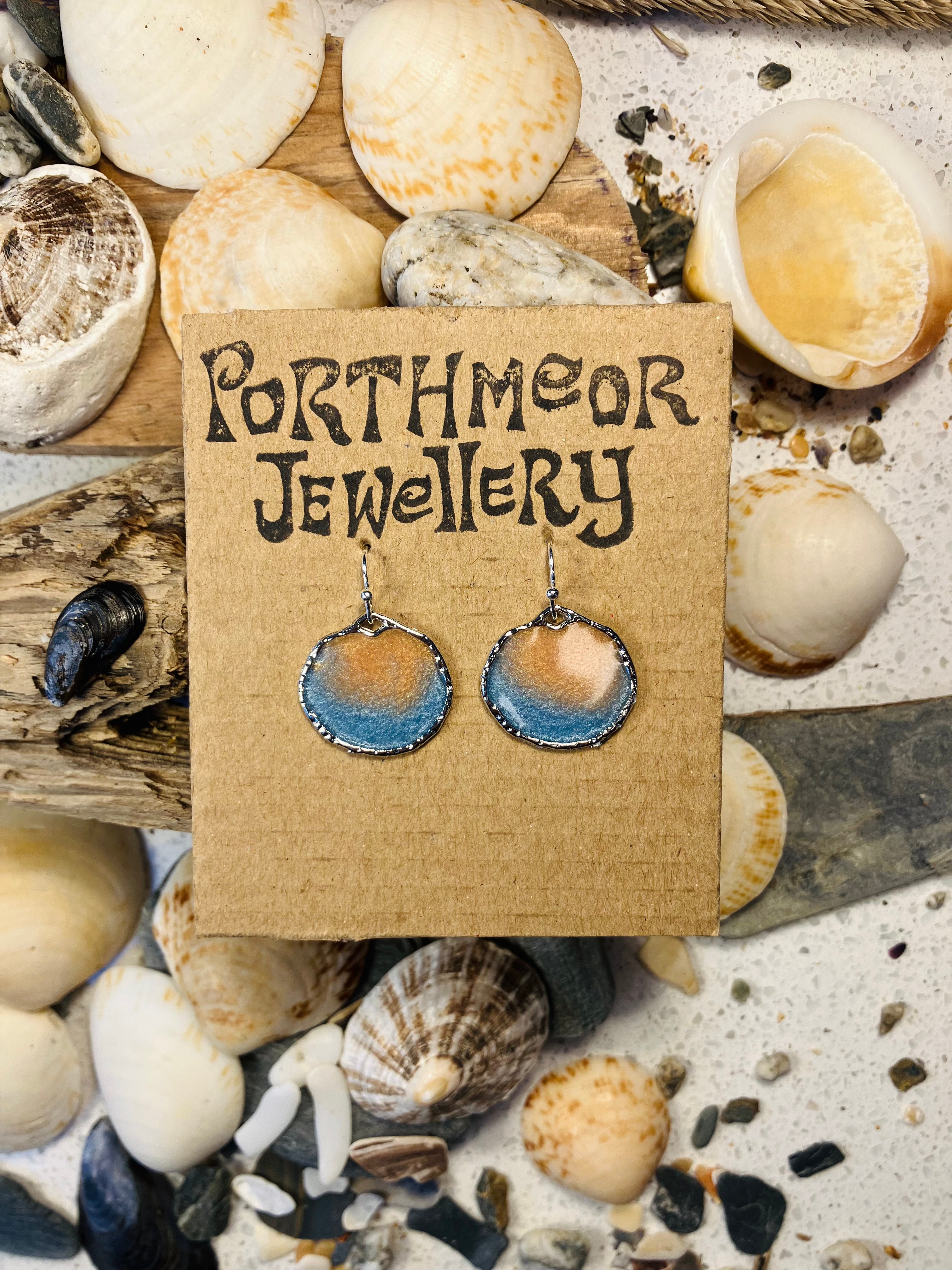 Porthmeor Sandy Shores. Handmade Earrings made in St.Ives Cornwall.