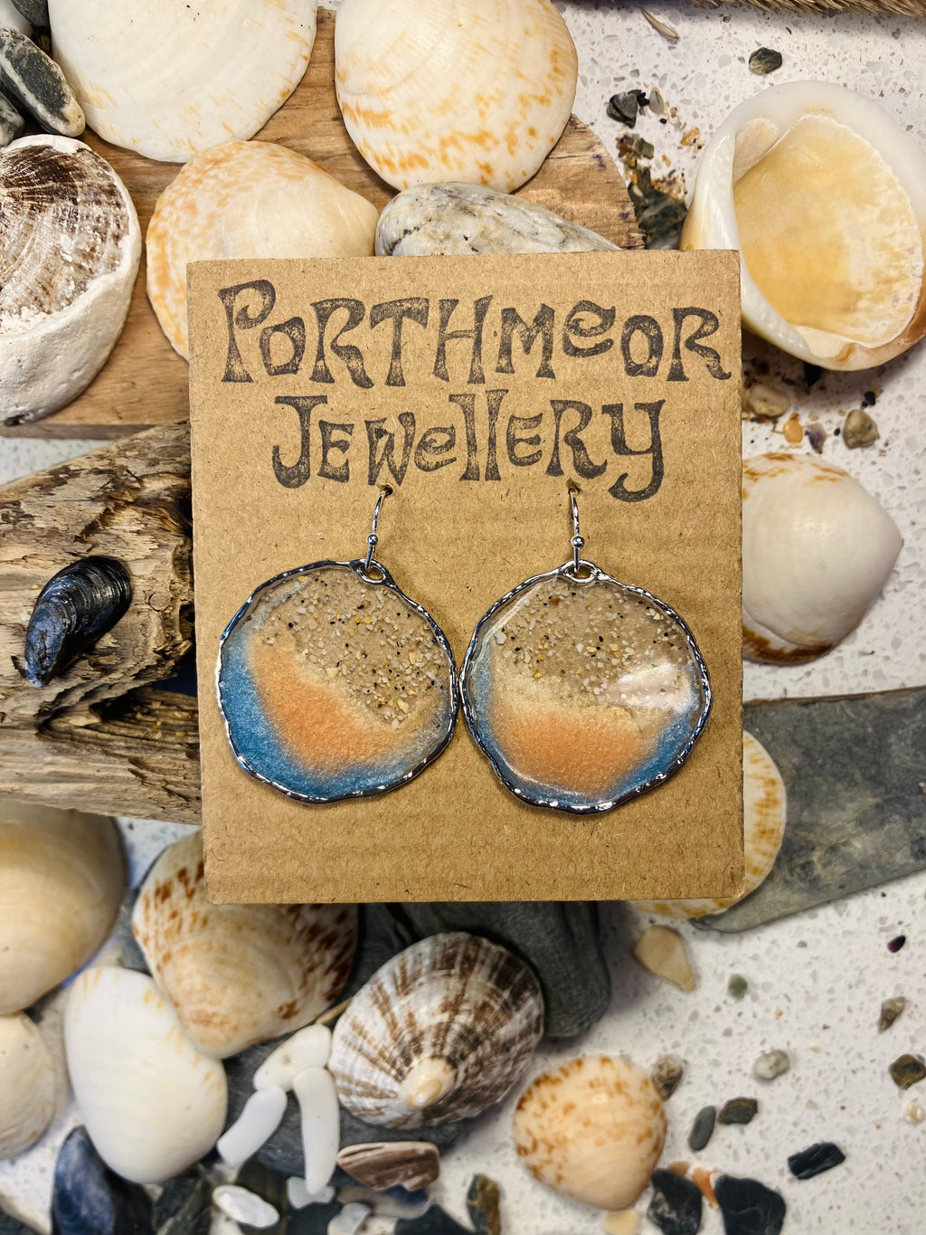 Porthmeor Sandy Shores. Handmade Earrings made in St.Ives Cornwall.
