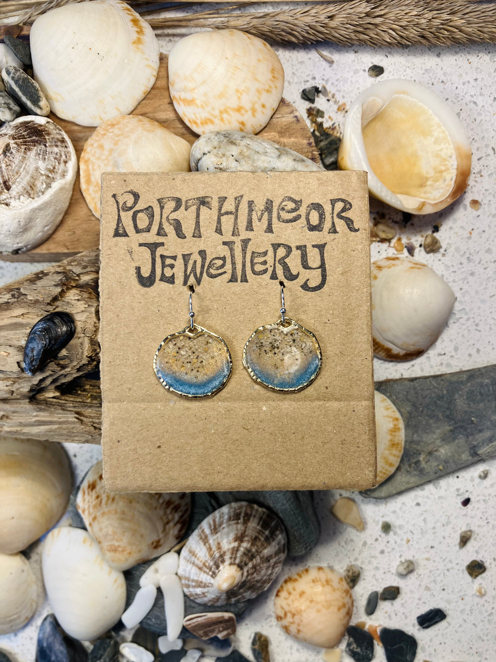 Porthmeor Sandy Shores. Handmade Earrings made in St.Ives Cornwall.
