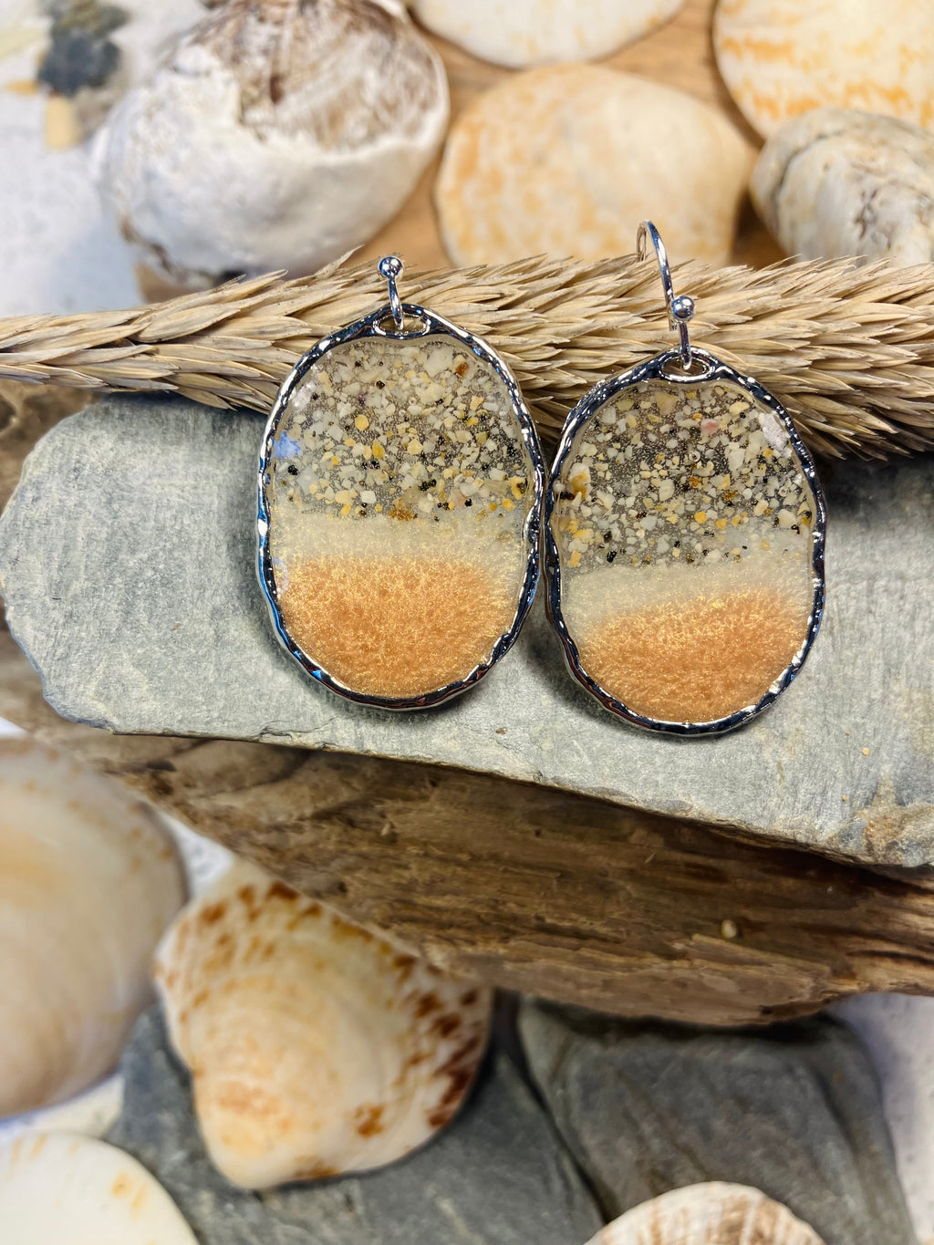 Porthmeor Sandy Shores. Handmade Earrings made in St.Ives Cornwall.