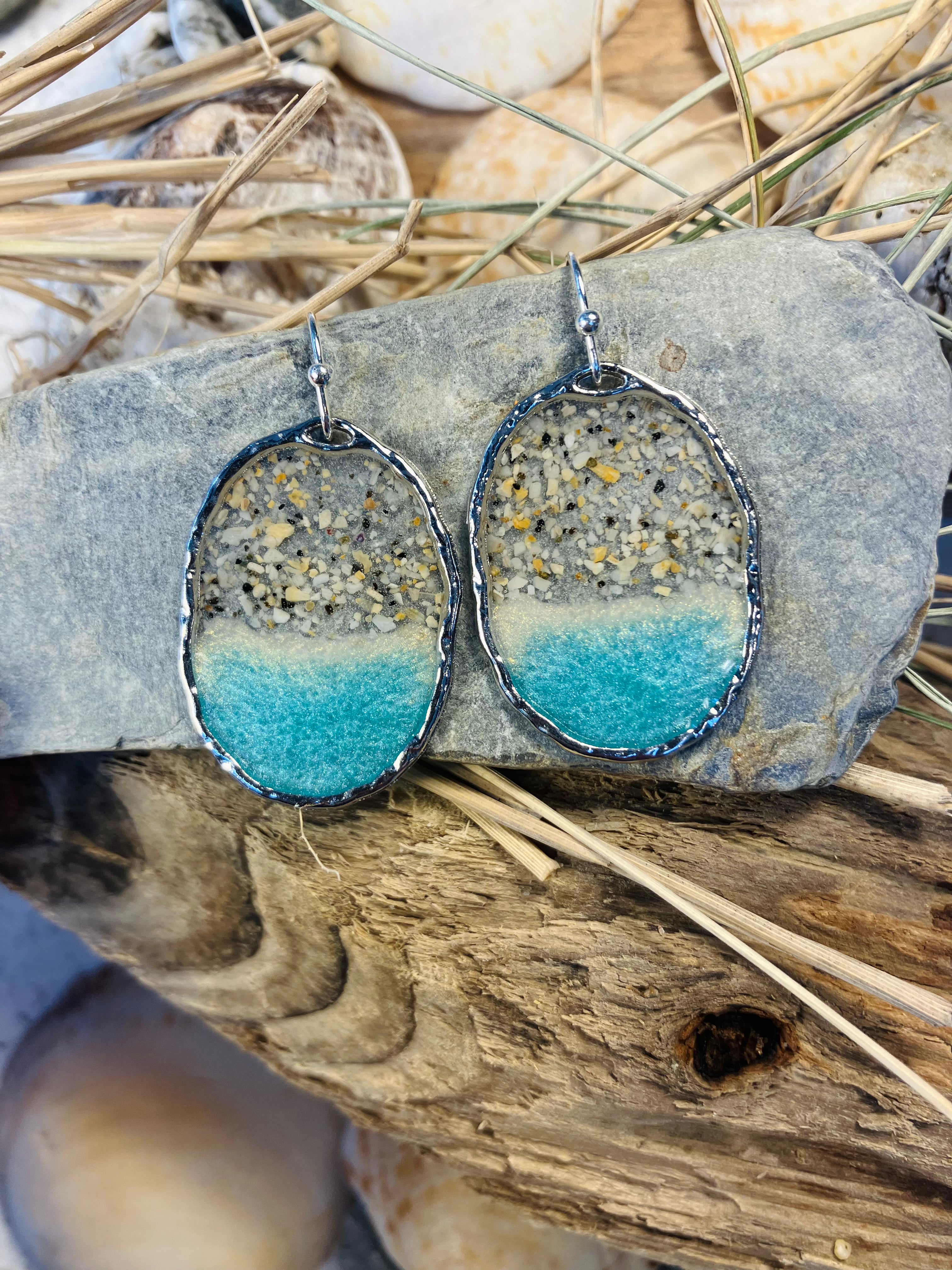 Porthmeor Sandy Shores. Handmade Earrings made in St.Ives Cornwall.
