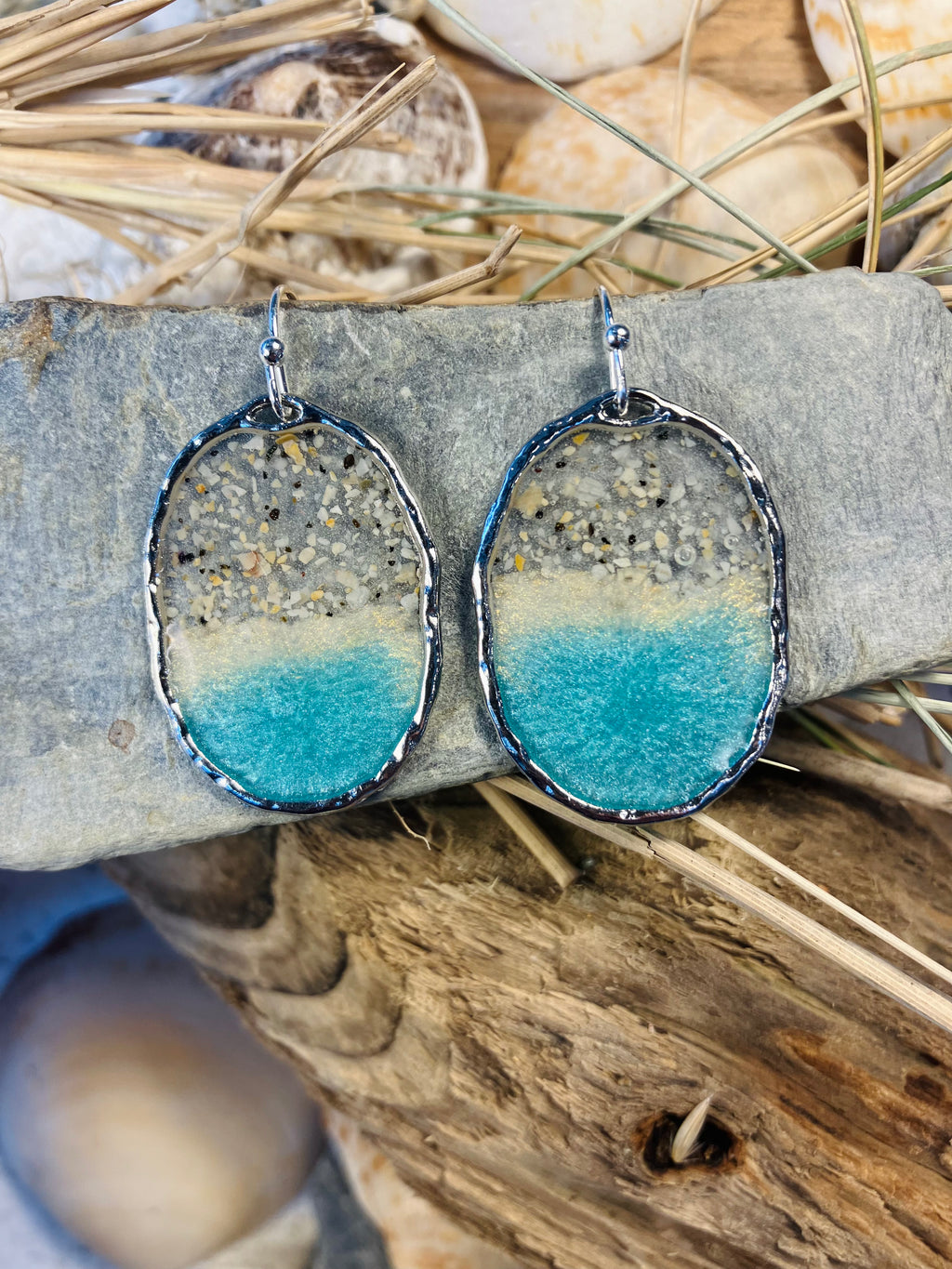 Porthmeor Sandy Shores. Handmade Earrings made in St.Ives Cornwall.