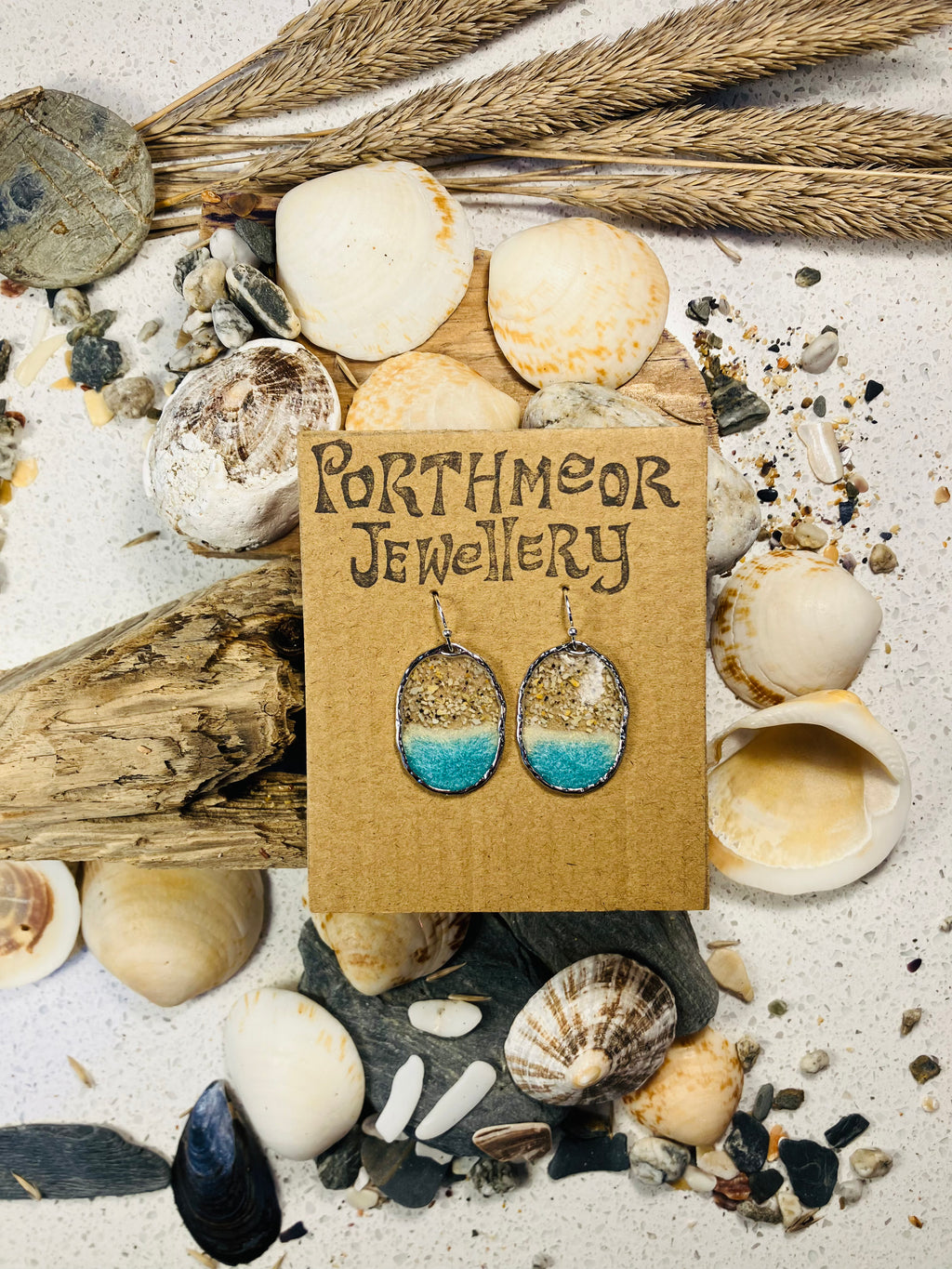 Porthmeor Sandy Shores. Handmade Earrings made in St.Ives Cornwall.