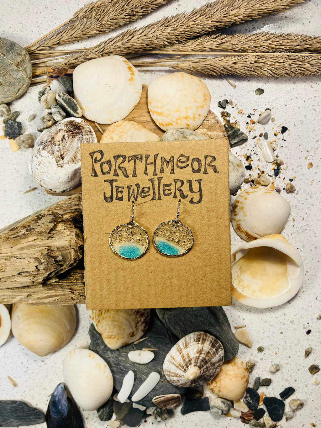 Porthmeor Sandy Shores. Handmade Earrings made in St.Ives Cornwall.