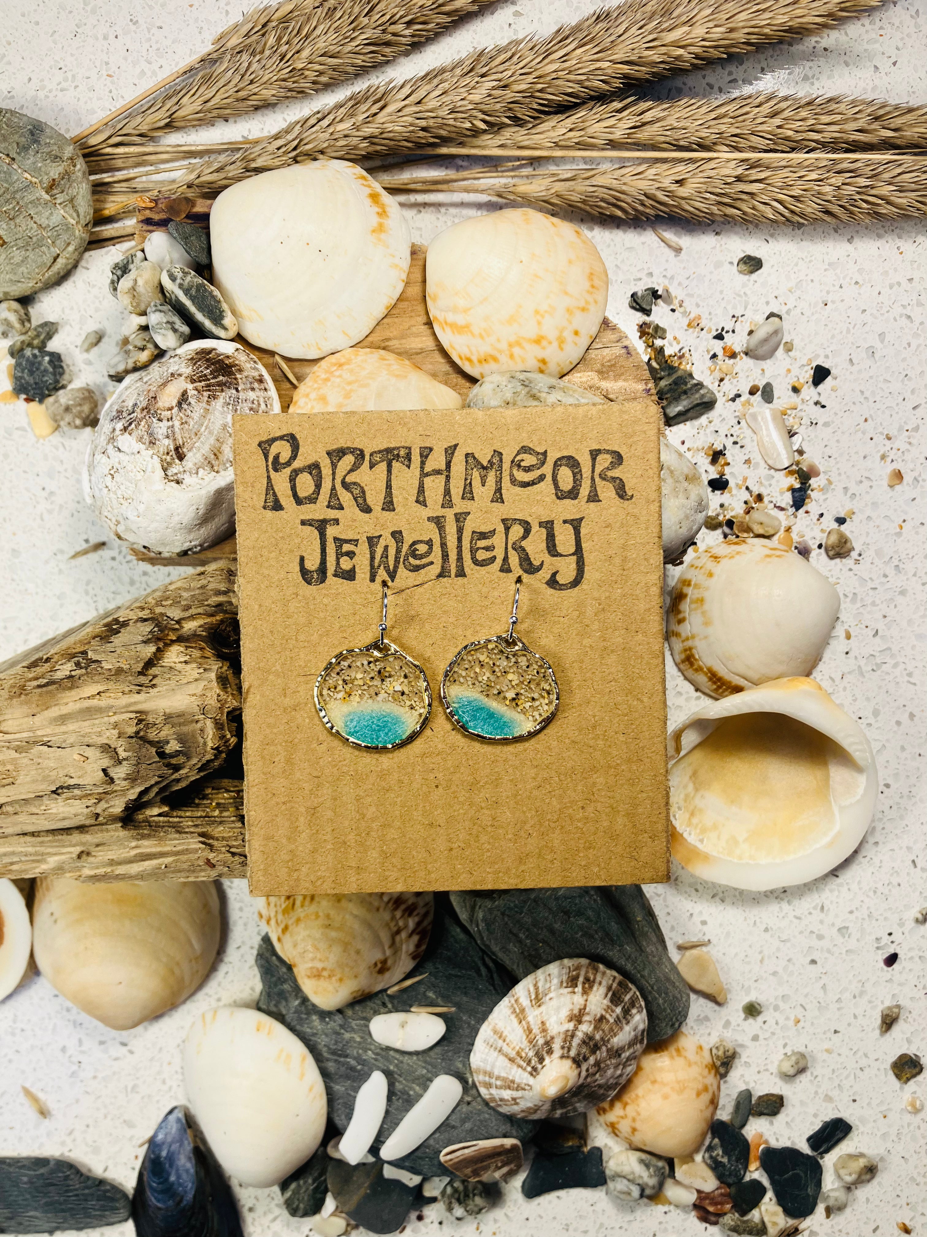 Porthmeor Sandy Shores. Handmade Earrings made in St.Ives Cornwall.
