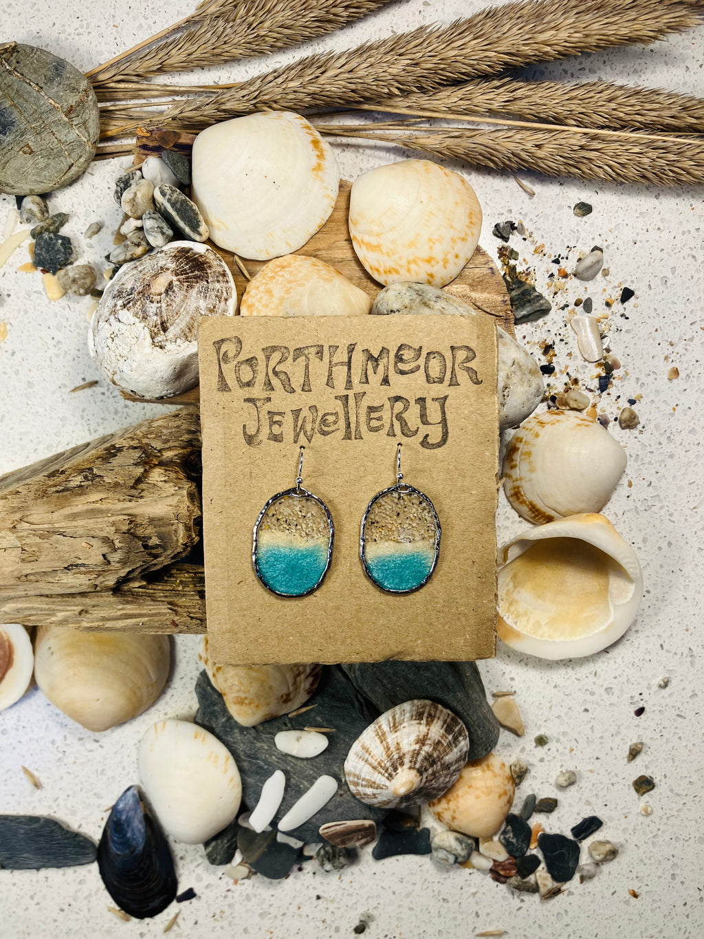 Porthmeor Sandy Shores. Handmade Earrings made in St.Ives Cornwall.