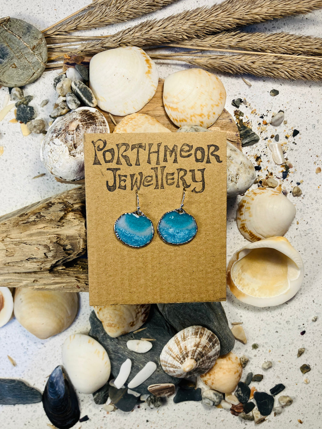 Porthmeor Sandy Shores. Handmade Earrings made in St.Ives Cornwall.