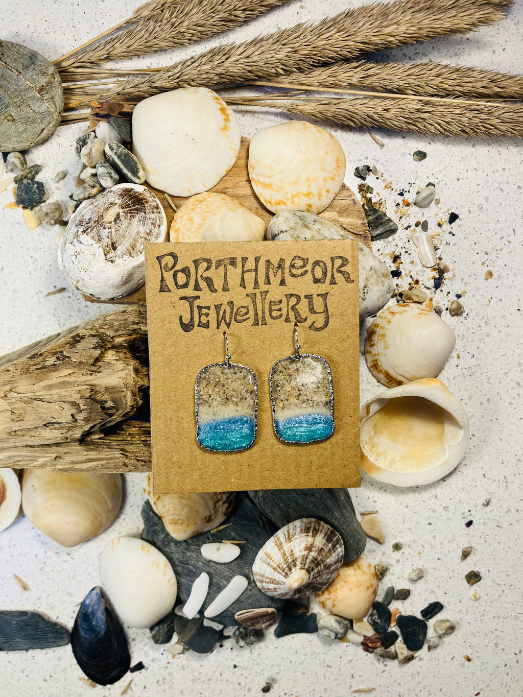 Porthmeor Sandy Shores. Handmade Earrings made in St.Ives Cornwall.