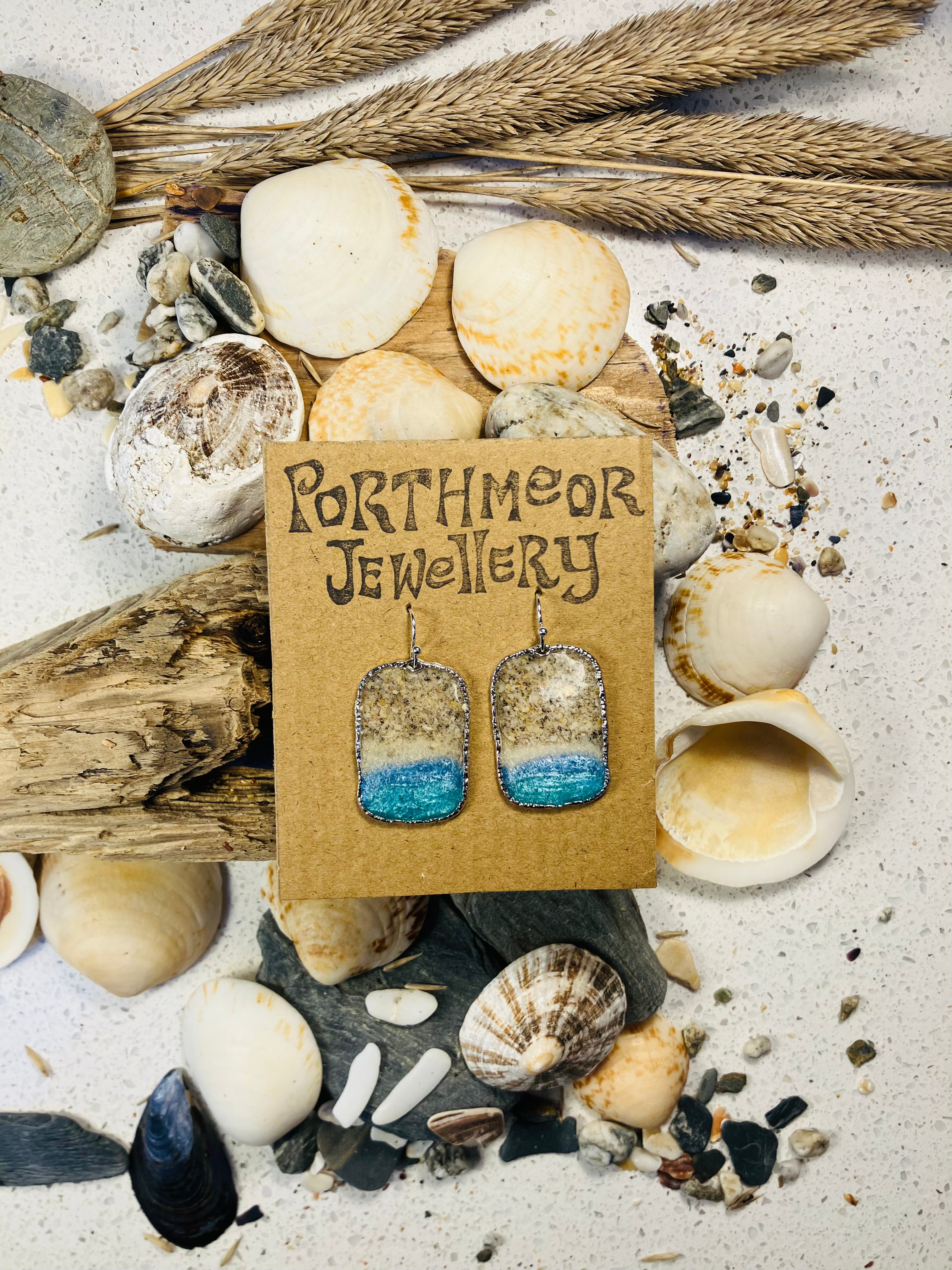 Porthmeor Sandy Shores. Handmade Earrings made in St.Ives Cornwall.