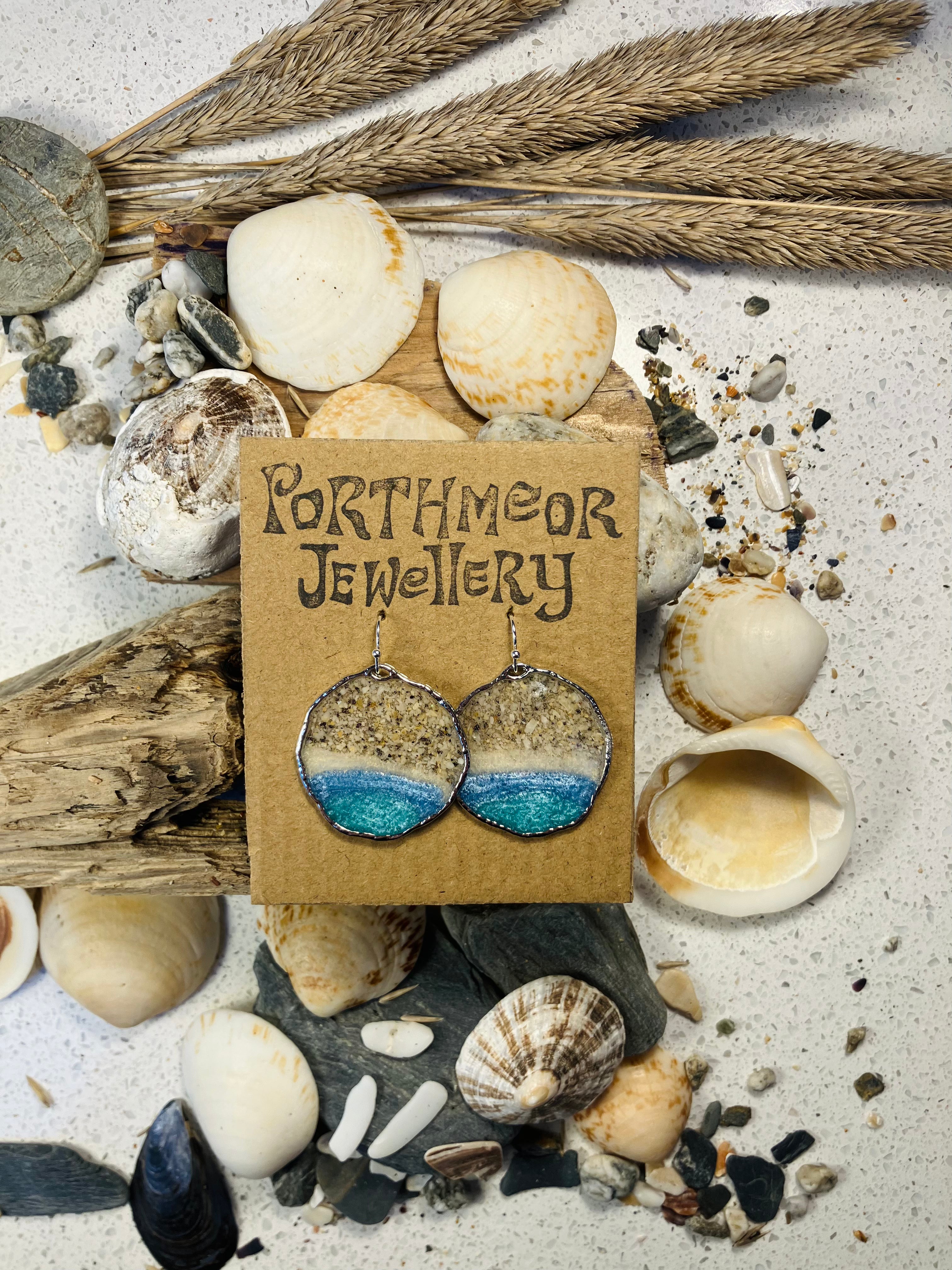 Porthmeor Sandy Shores. Handmade Earrings made in St.Ives Cornwall.