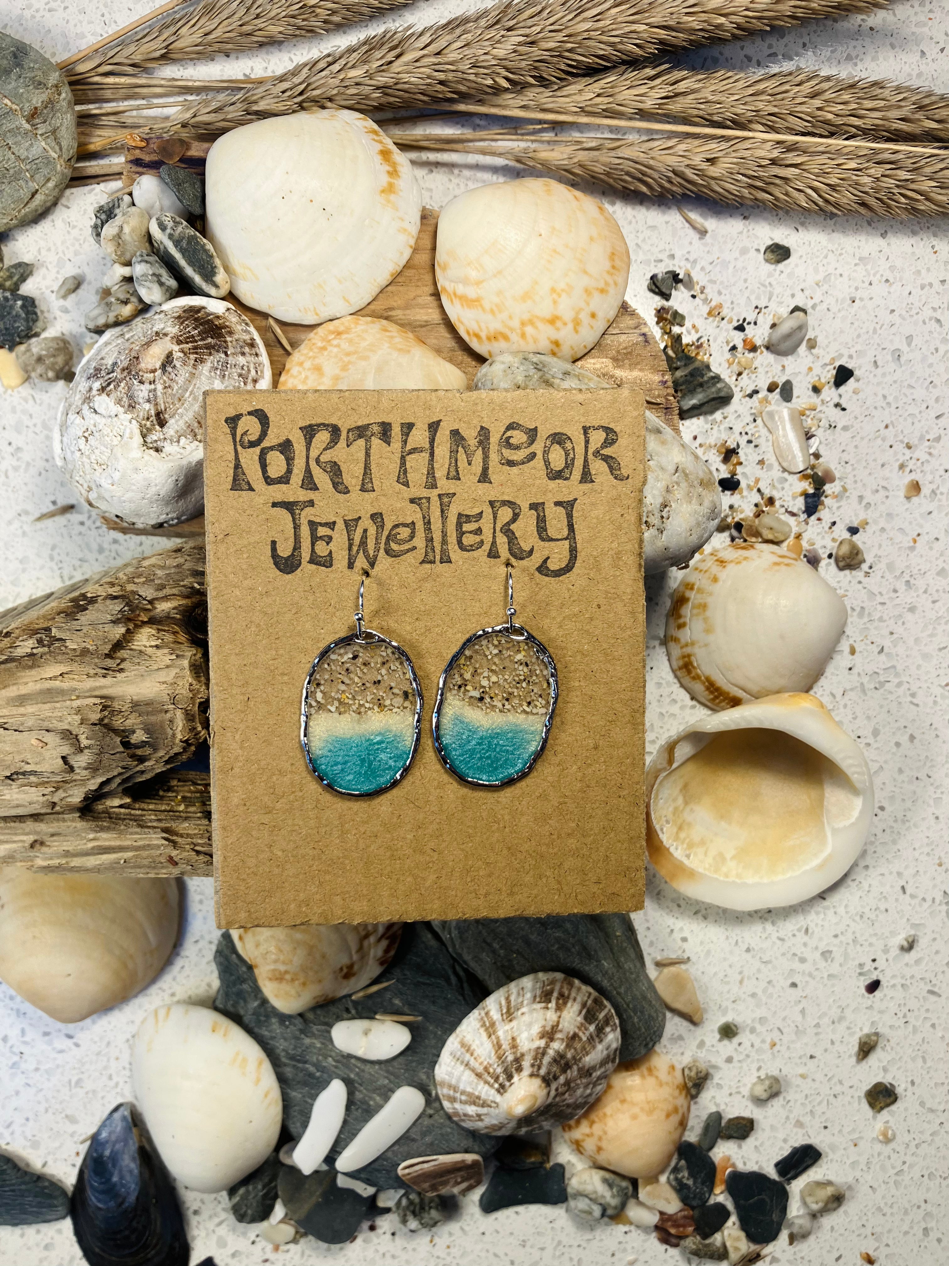 Porthmeor Sandy Shores. Handmade Earrings made in St.Ives Cornwall.