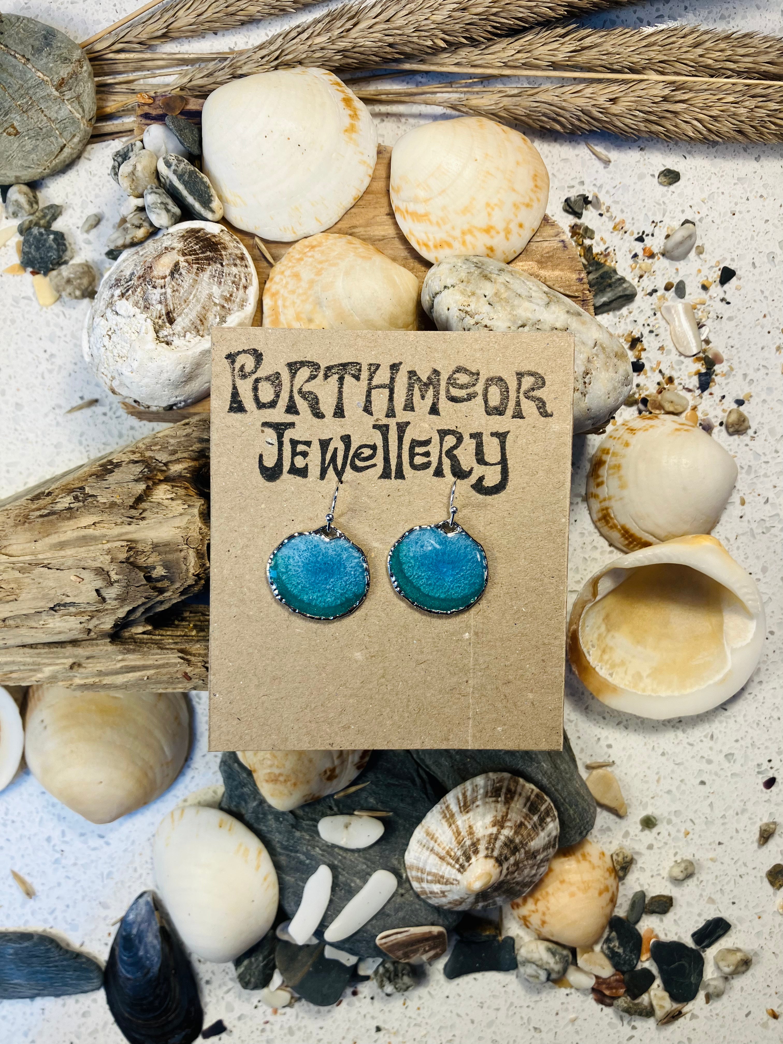 Under the Sea. Kelp Greens. Hand Made Cornish Earrings.
